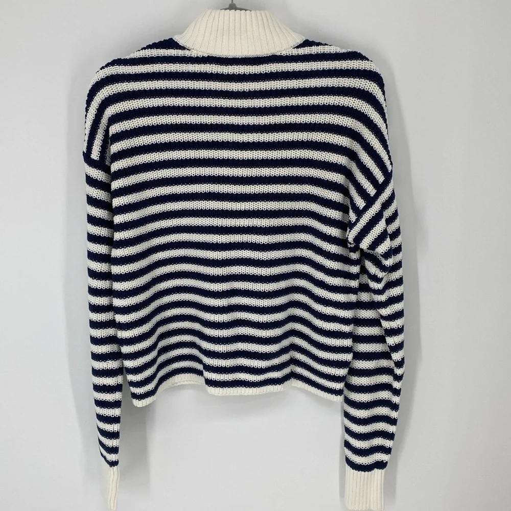 Madewell Ribbed Half-Zip Sweater in Striped NWT Size Small